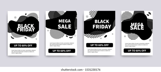 Black Friday sale banners, flyers design. Vector illustration