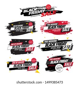 black friday sale banners set, vector illustration