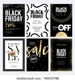 Black Friday sale banners. Set of social media web banners for shopping, sale, product promotion. Vector illustrations for website and mobile website banners, email and newsletter designs, ads.