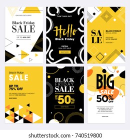 Black Friday sale banners. Set of social media web banners for shopping, sale, product promotion. Vector illustrations for website and mobile website banners, email and newsletter designs, ads.