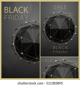 Black Friday sale banners template design. Set. Icon element with Business card and paper template. Can be used for labels, cards, prints, web design, fashion, leaflet, invitations.