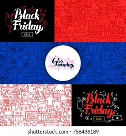 Black Friday Sale Banners. Vector Illustration for Shopping Promotion.