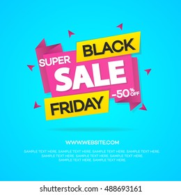 Black friday sale banners for your promotion isolated on blue background. Vector Illustration