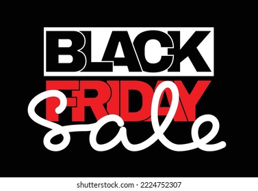 Black Friday Sale. Beautiful lettering in black, white, and red. Vector illustration.