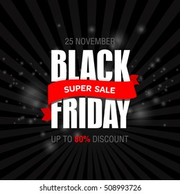 Black Friday sale best design template. Black Friday poster, badge, sticker, web advertising vector illustration.