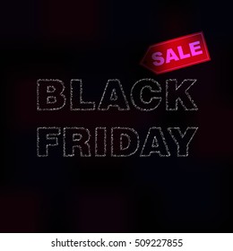 Black Friday sale blurred background. Promotion of trade discounts and Christmas sales. Advertising banner with free space for information. Vector illustration