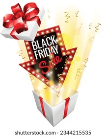 A Black Friday sale box gift surprise concept