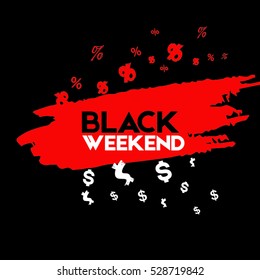 Black Friday Sale with Brush Stroke Mark on Dark Background. Vector illustration EPS 10. Prices Falling Discount Rising