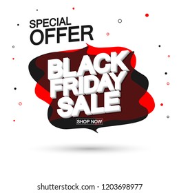 Black Friday Sale, bubble banner design template, discount tag, special offer, app icon, vector illustration