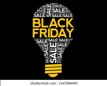 Black Friday SALE bulb word cloud, business concept background