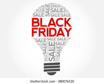 Black Friday SALE bulb word cloud, business concept background