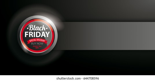 Black Friday Sale button with banner on the dark background. Eps 10 vector file.