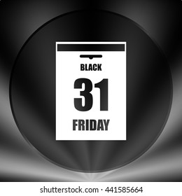 Black Friday Sale Calendar date page. Vector illustration