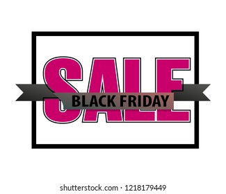 Black Friday Sale calligraphy banner. Written letter Black Friday Sale poster. Advertising Design illustration. Flat ribbon Black Friday Sale lettering banner. Seasonal holidays discounts promo offer