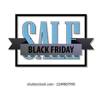 Black Friday Sale calligraphy banner. Written letter Black Friday Sale poster. Advertising Design illustration. Flat ribbon Black Friday Sale lettering banner. Seasonal holidays discounts promo offer