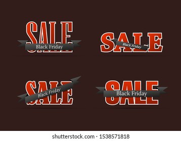 Black Friday Sale calligraphy banner. Written letter Black Friday Sale poster. Advertising Design illustration. Flat ribbon Black Friday Sale lettering banner. Seasonal holidays discounts promo offer