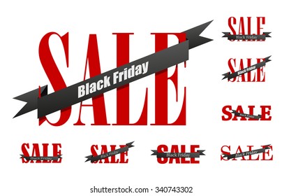 Black Friday Sale calligraphy banners set. Hand written letters. Vector illustration.
