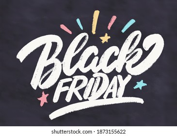 Black Friday sale. Chalkboard vector sign.