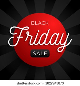 Black friday sale circle banner on red and black background. Vector illustration