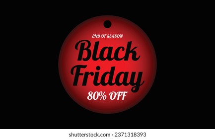 Black Friday sale circle red tag on black background