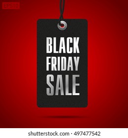 Black Friday Sale, clothing tag, red background, vector design object for you projects