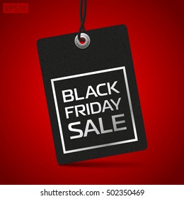 Black Friday Sale, clothing tag, red background, vector design object for you projects