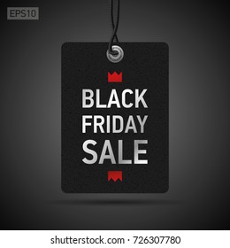 Black Friday Sale, clothing tag, dark background, vector design object for you business projects