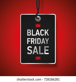 Black Friday Sale, clothing tag, red background, vector design object for you business projects