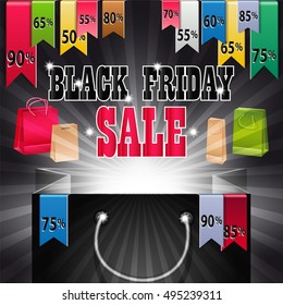 Black Friday sale colorful background. Vector illustration