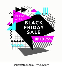 Black Friday Sale colorful background. Sale background. Geometric design. Special offer. Vector illustration.