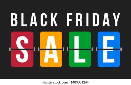 black friday sale, colorful flip board with dark background vector illustration