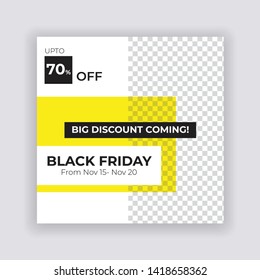 Black Friday Sale concept Social Media banner Template. Anyone can use This Design Easily. Promotional web banner for social media. Elegant sale and discount promo - Vector. - Vector