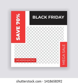 Black Friday Sale concept Social Media banner Template. Anyone can use This Design Easily. Promotional web banner for social media. Elegant sale and discount promo - Vector. - Vector