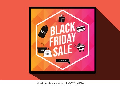 Black Friday Sale concept vector, Online shopping and icon