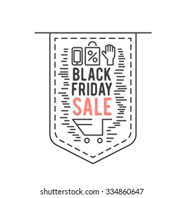 black Friday sale concept vector illustration. line modern style 
