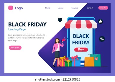 Black friday sale. Conceptual Design illustration, Flat vector template style Suitable for Web Landing Pages.
