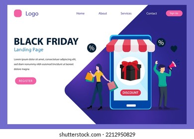 Black friday sale. Conceptual Design illustration, Flat vector template style Suitable for Web Landing Pages.