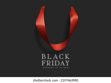 Black Friday Sale. Creative design concept background in form of gift bag. Realistic Shopping Bag with handles, poster, banner for advertising and branding. vector illustration.