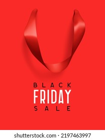 Black Friday Sale. Creative design concept background in form of gift bag. Realistic Shopping Bag with handles, poster, banner for advertising and branding. vector illustration.