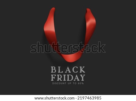 Black Friday Sale. Creative design concept background in form of gift bag. Realistic Shopping Bag with handles, poster, banner for advertising and branding. vector illustration.