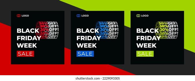 Black friday sale creative vector modern social media post template banner collection.