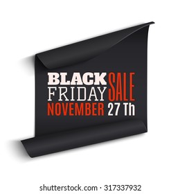 Black Friday sale curved paper banner. Vector illustration.