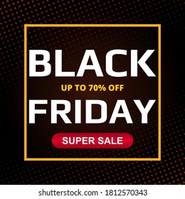 Black friday sale dark abstract background. Commercial banner with halftone effect.