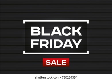 Black Friday Sale. Dark background. Realistic embossing strips texture, black geometric pattern. Red accent. Vector design form for you business projects