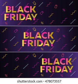 Black Friday Verkauf. Dunkelblauer Webbanner. Die Originalaufschrift. Werbung. Poster-Verkauf. Vektorgrafik