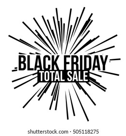 Black friday sale design. Abstract vector rays on white background. Business concept. Explosive illustration with dynamic shapes. Holiday firework with text template. Dynamic blast elements.