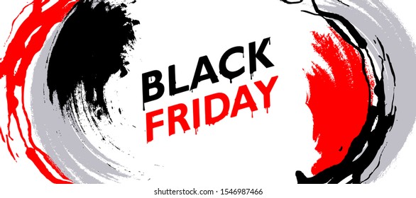 Black Friday sale design with brush abstract stroke. Vector illustration