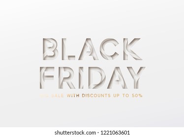 Black Friday sale. Design with embossing paper.