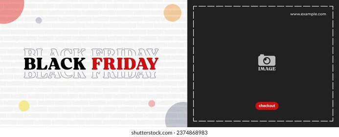 Black friday sale design. Illustration of glowing brick wall and flag ornament for promotion, advertising, banner, background