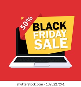 Black friday sale design with laptop